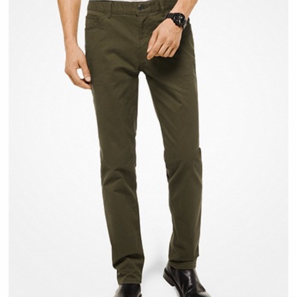 NWT Michael Kors Parker Slimfit Pants Olive Green